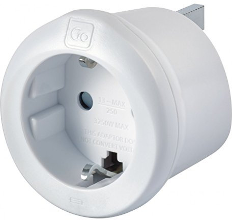 Go Travel Earthed EU to UK Adaptor - Compact European to UK Adapter (Ref 540)