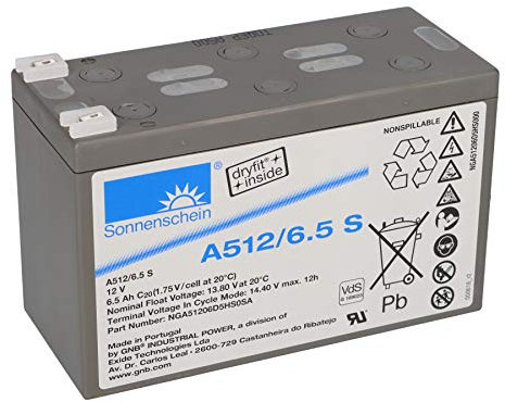Exide Sonnenschein Bleiakku Dryfit A512/6.5S 12,0Volt 6,5Ah mit 4,8mm Steckanschlüssen