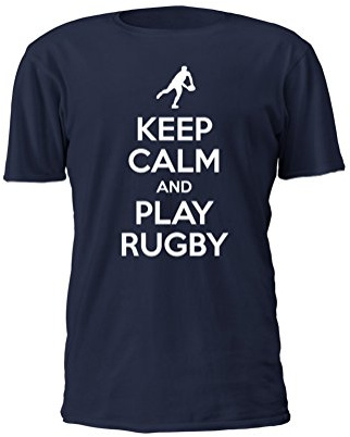 Keep Calm and Play Rugby Mens Funny Slogan T-Shirt-Large-Navy