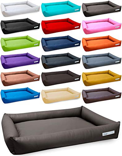 dogsfavorite, Hundebett Starter aus Kunstleder, Hundekissen, Pflegeleicht, 120 x 90 cm, Taupe