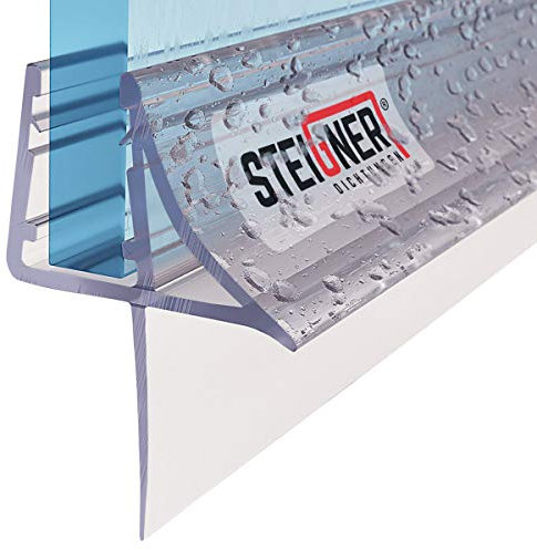 STEIGNER Junta de Ducha, Junta de Sellado, 120 cm, Espesor del Vidrio 6/7/8 mm, Junta Recta PVC, UK09