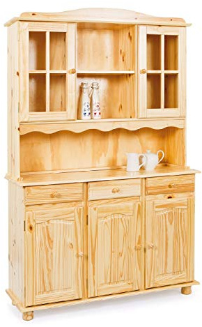 Dmora Sideboard mit drei Türen und drei Schubladen, Farbe Eiche hell, 130 x 198 x 32 cm