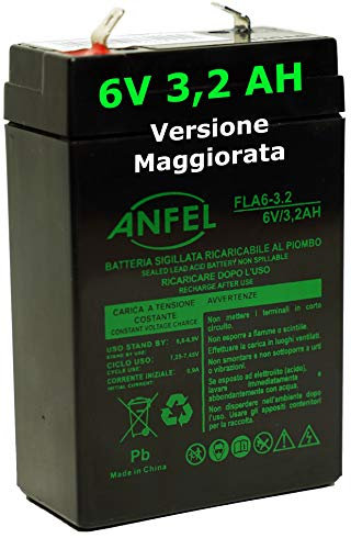 Batteria di ricambio per lampada di emergenza BEGHELLI 1499 6 volt 3,2 ah piombo ricaricabile ANFEL