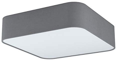 EGLO Deckenlampe Pasteri Square, 5 flammige Deckenleuchte, Wohnzimmerlampe aus Stahl, Textil und Kunststoff in Weiß, Grau, Küchenlampe, Flurlampe Decke mit E27 Fassung