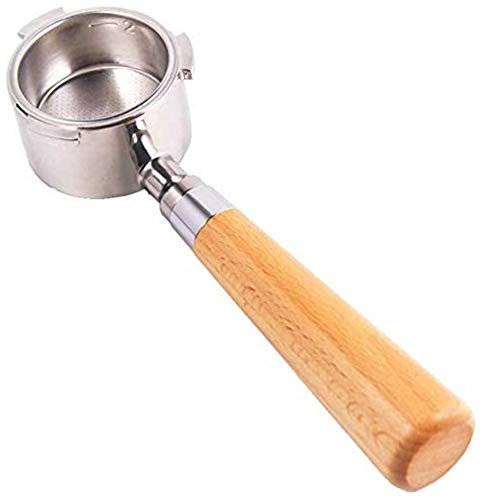 Porte-Filtre sans Fond de Café Expresso 51mm Appliquer pour la Machine à Café Delonghi Ec680 / Ec685, Panier de Filtre en Acier Inoxydable, sans Support de Filtre de Base, PoignéE de Café en Bois