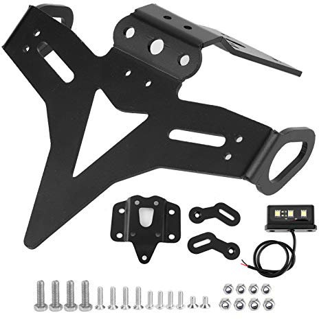 Motorcycle License Plate Holder, Rear License Plate Holder Tail Tidy Eliminate with LED Light Eliminate Motorbike Registration Plate Holder Fit for MT‑07 FZ‑07 13‑20