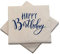 20 Servietten 'Happy Birthday' zum Geburtstag 33x33 cm - (sand/dunkelblau)