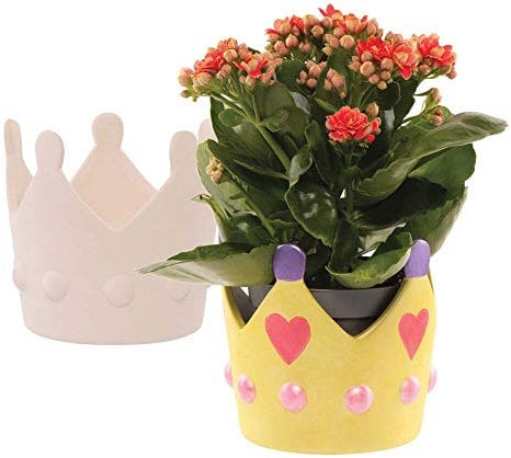 Baker Ross Coronation Crown Ceramic Flowerpots - Pack of 2, Craft Kits for Kids (FE296)