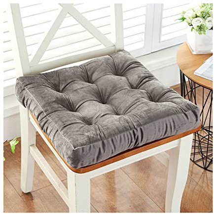 JLWM Sitzkissen Einfarbig Samt, Sitzauflage Verdicken Sanft Bequem Stuhlkissen Für Zuhause Essensstuhl Fußboden Tatami Erkerfenster-grau-40x40cm