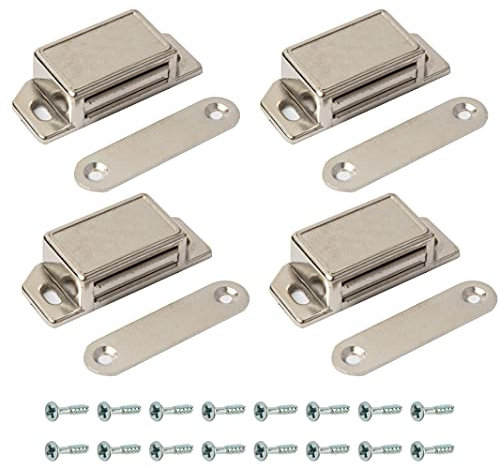 Cupboard Door Magnets Harmac House 4 Pieces Heavy Duty Magnetic Door Catch Cupboard Cabinet Wardrobe Door Satin Chrome Magnet Latch 10kg