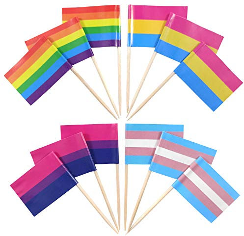 JBCD Rainbow Gay Pride Zahnstocher-Flagge, LGBT, klein, Transgender, Trans Pride, Flagge, Pan Bi Cupcake Topper Flaggen (4 Arten, 200 Stück)