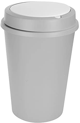 URBNLIVING Round Plastic Bin Recycling Dustbin Recycle Waste Two Way Lid (Grey, 47L)