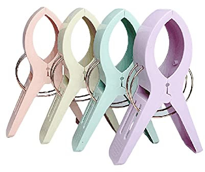 Große Wäscheklammern, 4 Stück Handtuchklemmen Strandtuch Clips,Windfeste KlammernKleider Trocknen Klammer Kunststoff-Steppdeckenklammern Wäscheklammern für Wäsche, Strandtuch,Badetuch,Teppich