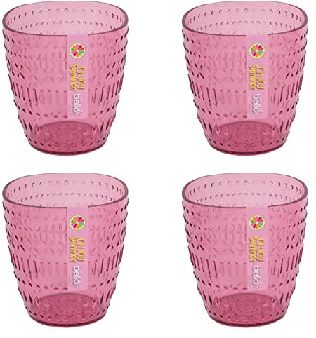 YöL Pack of 4 Tumblers Pink Aztec Reusable BBQ Summer Party Tableware Camping Cups Drinks Drinking Glasses