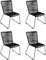SAM 4er Set Outdoor-Seilstuhl ISRA, Seilbespannung aus Polyester, Farbe Schwarz, schwarzes Eisen-Gestell, Gartenstuhl/Rope Chair im modernen Design, für Balkon & Terrasse und Garten