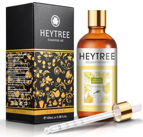 HEYTREE Lemongrass Essential Oil 100ml - Pure Natural Essential Oil for SPA Aromatherapy and Diffusers - Create a Relaxing Environment-Drive Buzzing Beasties