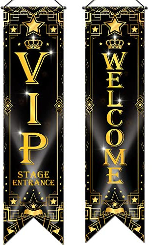 VIP Party Dekorationen Roaring 20er Jahre Film Nacht Party Dekorationen Film Nacht Banner VIP Veranda Schild Kino Banner Jetzt zeigt hängende Veranda Schild 1920er Jahre Party Dekorationen Supplies