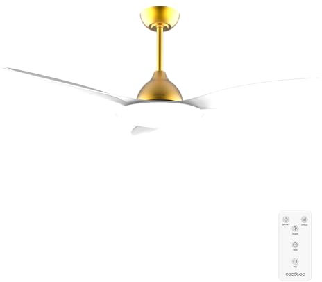 Cecotec Ventilatore da Soffitto con Luce EnergySilence 4800 Light GoldWhite. 35 W, Diametro 121 cm, Lampada a LED, Telecomando, Timer Fino a 8 Ore, 6 Velocità, 3 Pale, Estate/Inverno,
