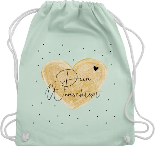 Turnbeutel Rucksack - Aufdruck selbst gestalten - Dein Wunschtext I Geschenk personalisiert Weihnachten I Vatertag I Muttertag I Geburtstag - Unisize - Pastell Grün - taschen jga