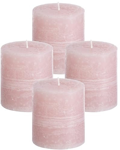Brandsseller Stumpenkerze 4er Set 7 x 7,5cm Weihnachtskerze Adventskranz Rosa