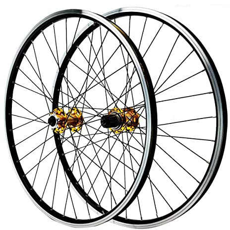 Mountainbike Laufradsatz 26 Zoll Scheibenbremse Felgenbremse MTB Schnellspanner Laufradsatz Doppelwandige abgedichtete Lagerkassette 7 8 9 10 11 Geschwindigkeit 32 Speichen 6 Sperrklinken ( Color : Go