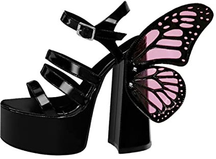 Only maker Plateau Sandalen mit Absatz High Heels Chunky Heels Damensandalen Poledance-Schuhe Sexy Sandaletten Schwarz EU 38