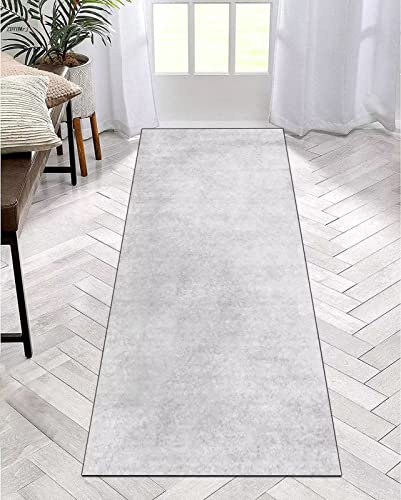 Alfombra larga para pasillo, antideslizante, lavable, 40 x 120 cm, alfombra de cocina, pasillo, blanco, gris, dormitorio, salón, poliéster, alfombra permanente, ajustable, venta por metros