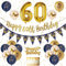 60 Geburtstag Dekoration Männer Blau Gold 60. Geburtstag Girlande Banner, Geburtstagsdeko für Männer 60, Navy Blau Gold Geburtstag Luftballons 60, Konfetti Luftballons für Männer 60. Geburtstag