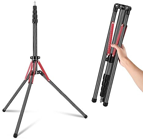 NEEWER Lichtstativ aus Kohlefaser mit um 180° umkehrbaren Beinen, 1/4-3/8 Schraubadapter und Tasche, 98,4/250cm tragbares Reisestativ für Fotografie im Freien, Speedlite Strobe Softbox, ST250R