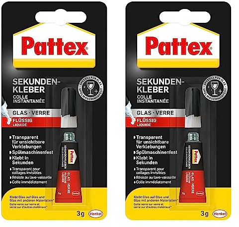 Pattex 1865947 PSV1C Sekundenkleber Glas, 3 g (Packung mit 2)