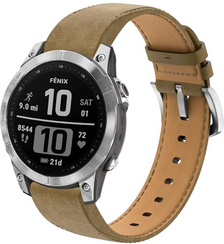 BIRDTOBR Leder Armband für Fenix 7/ Fenix 6/ Fenix 5, 22mm Lederband für Damen Männer, Weiches Atmungsaktives Ersatzarmband fü Fenix 7 Solar/Fenix 6 Pro/Fenix 5 Plus