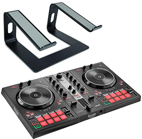 Hercules DJControl Inpulse 300 MK2 2-Deck DJ Controller + keepdrum Laptop Stand Black