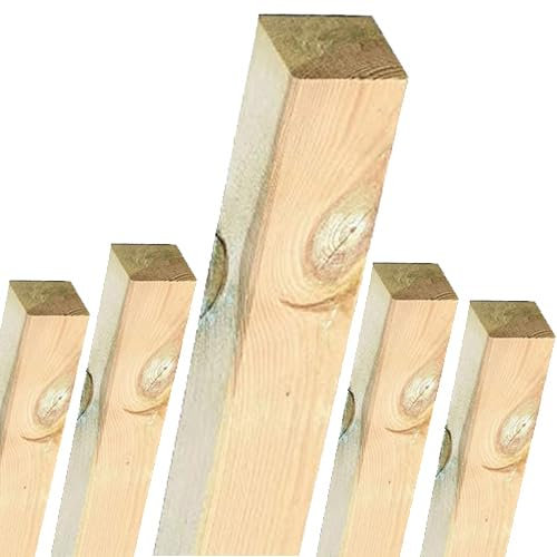 Suinga Confezione da 5 pali quadrati in legno 100 x 7 cm | Tutor senza punta in legno di pino | Pali per recinzioni e giardino