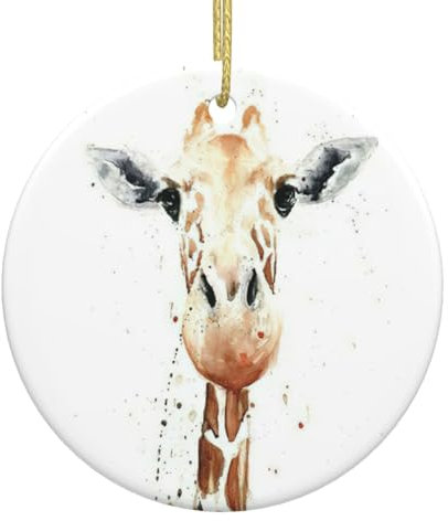 Clever Giraffe Premium Christbaumschmuck aus Keramik - runde Ornamente für Innen und Außen