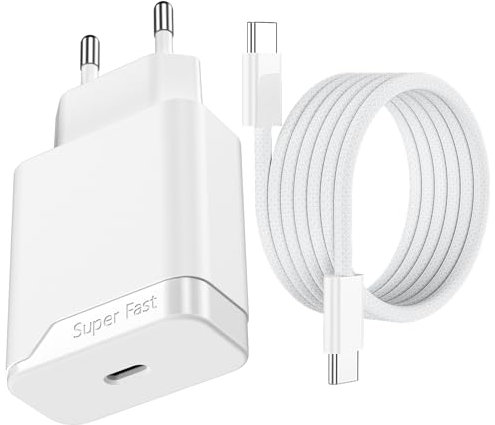 Chargeur Rapide pour iPhone 15 16 16e Pro Max/Plus, IPad Air, IPad Pro, 25W Prise Secteur Type C pour A pple, Bloc Charger Adaptateur AVCE USB-C Cable 1.5 m
