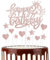 Happy 23th Birthday Cake Toppers, Rose Gold Cake Cupcake Toppers for Cake, Glitter Heart Stars Cake Toppers, Birthday Gift, Personalised Cake Toppers for Women Girls 23th Birthday Cake Decorations
