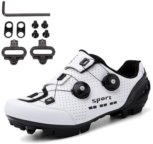 SDEQA Fahrradschuhe MTB Für Herren Damen, Fahrradschuhe Mountainbike Schuhe Kompatibel Mit SPD 2 Schrauben Mit Cleats, Unisex Radsportschuhe