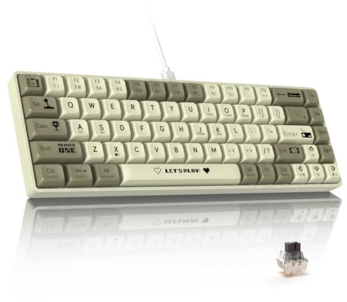 ATTACK SHARK AK680 Teclado mecánico para juegos con cable al 65%, intercambiable en caliente, retroiluminación RGB arcoíris, impresión UV y control de sonido EVA, totalmente antifantasma, programable,