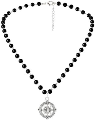 Eigso Damen Goth Kompass Kette Y Halskette Choker für Frauen Männer Vintage Mode Party Y2K Perlen Halskette für Frau