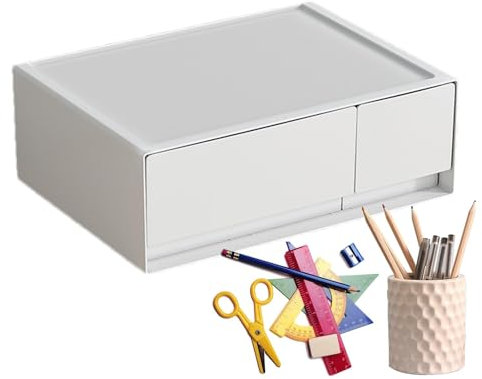 Caja de almacenamiento de escritorio con cajón, organizador de escritorio con cajones | Organizador de almacenamiento de escritorio apilable | Cajones de mesa, organizador de cajones pequeños, cajón d