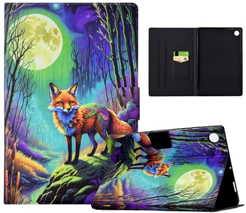 Funda para Samsung Galaxy Tab A8 10.5 2021 2022 (SM-X200/SM-X205), Funda Protectora Patrón de Color con Función de Auto-Reposo/Activación para Samsung Galaxy Tab A8 10.5'', Zorro de Luna