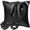 Seiwohl Satin Kissenbezug 65x65 2er Set, Weich wie Seidenkissenbezug Silk Pillowcase, Vegane Seide Kopfkissenbezug Kissenhülle Seidenkopfkissen für Haar und Haut mit 2 Haargummis, Schwarz