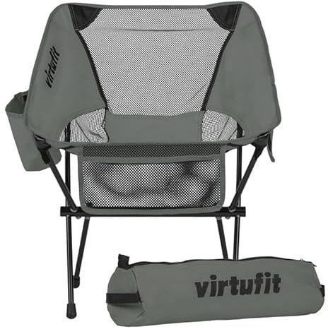 VirtuFit Campingstuhl Kompakt - Strandstuhl - Grau