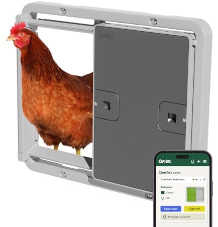 Omlet Smart Automatic Chicken Coop Door Opener | Operated by Light Sensor or Timer | Programmable with App | Wi-Fi Enabled | Easy to Install | Mains or Battery Powered | Built-in Safety Sensors | Grey