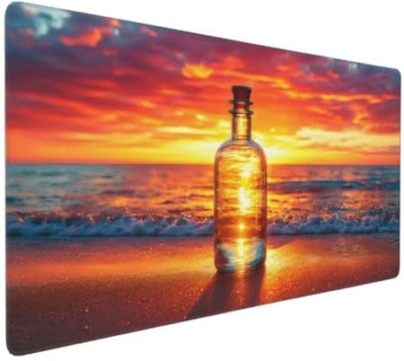 Alfombrilla Ratón, Alfombrilla Raton Gaming XXL 900 x 400 x 3 mm Alfombrilla Escritorio, Mouse Pad con Antideslizante Bordes Cosidos, para Gaming Alfombrilla Raton Botella de Deseo al Atardecer Y-965