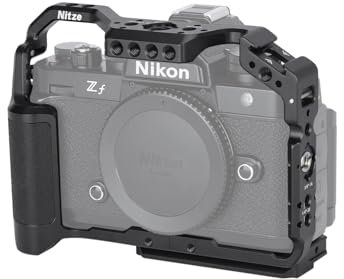 Nitze Zf Gabbia per fotocamera Nikon Z f con Impugnatura Integrata, guida NATO, Slitta a Freddo e piastra a Sgancio Rapido Arca Swiss, Compatibile con Treppiedi e Cardani - T-N03A