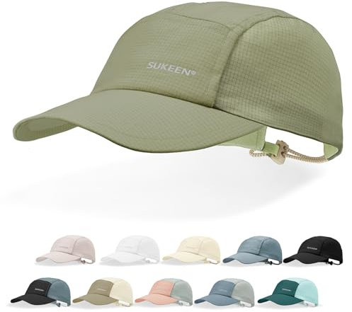 Sukeen Leichter Sonnenhut für Damen und Herren, schnell trocknend, Baseballkappe, LSF 50+, Laufmütze, faltbare Sportkappe für den Außenbereich, Alltag, Grün, Grün , Einheitsgröße