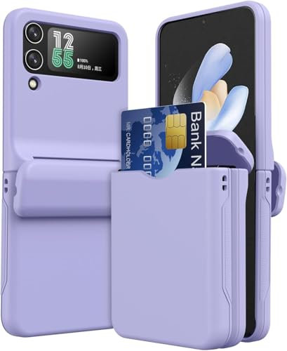 Amulent Case For Galaxy Z Flip 3 Lilac Cover with Card Holder – Shockproof Slim Protective Phone Cover with Hinge Protection, Wallet Slot, Hard Shell, Non-Slip Grip for Samsung Galaxy Z Flip 3 (2021)