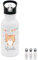 wunderwunsch® - Personalisierte Trinkflasche Kinder Edelstahl [ 500ml ] - Robuste Trinkflasche mit Namen - Wasserflasche mit Trinkhalm - Personalisierte Geschenke für Kinder (Katze Girlande)