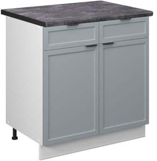 Vicco Mueble bajo de cocina Fame-Line, Azul claro-gris, 80 cm , ET Antracita
